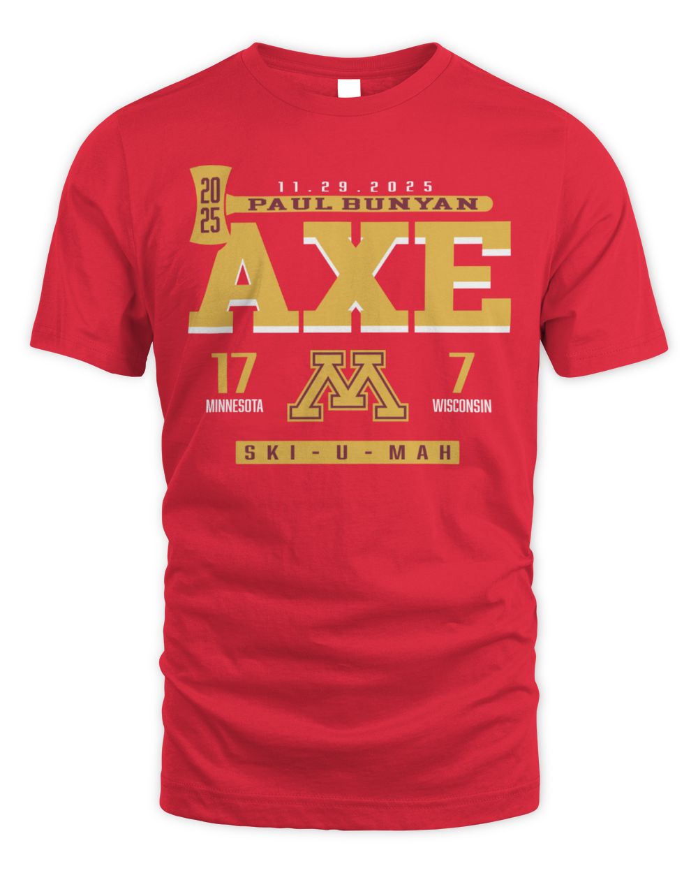 Minnesota Golden Gophers vs. Wisconsin Badgers 2025 Paul Bunyan's Axe Score T-Shirt