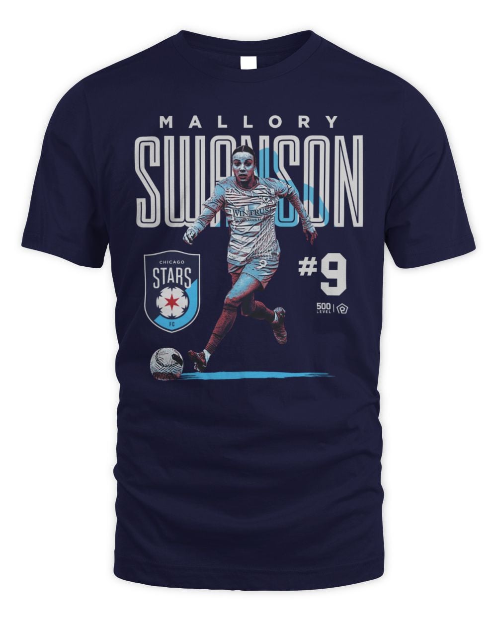 Men's 500 Level Mallory Swanson Navy Chicago Stars FC Player Bitmap Graphic T-Shirt