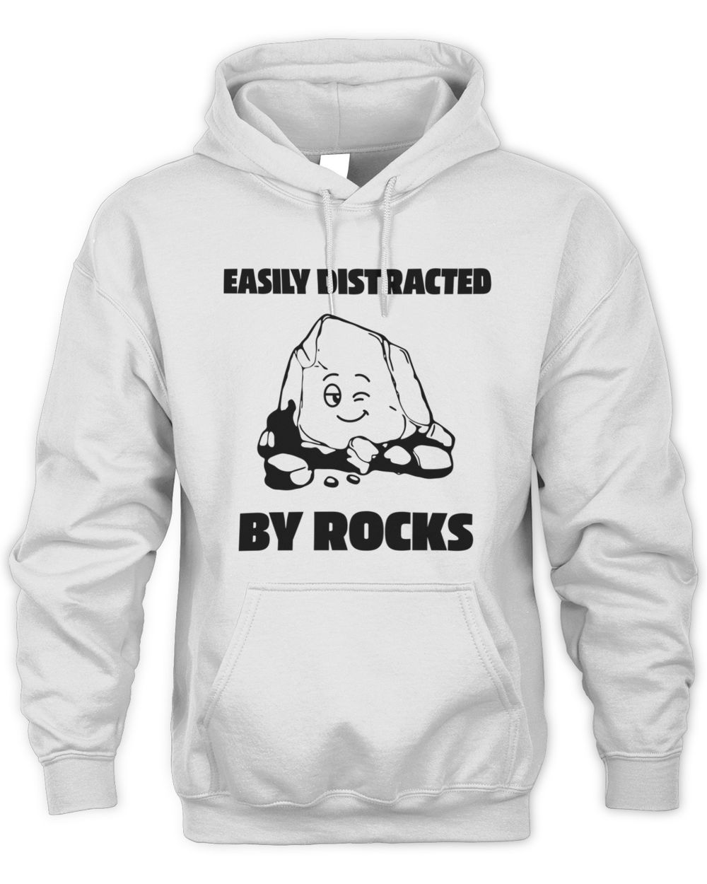 Easily Distracted By Rocks White Hoodie