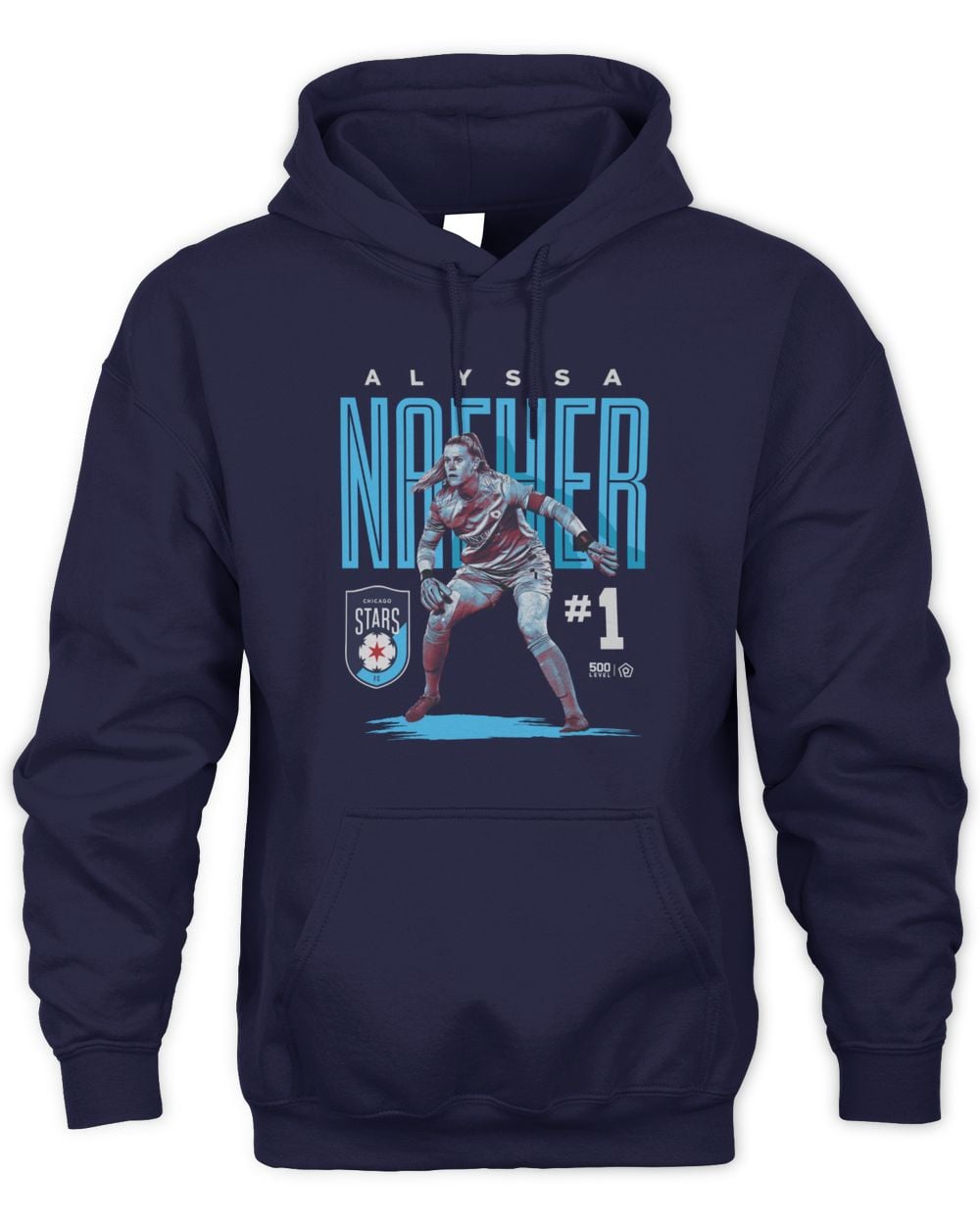 Men's 500 Level Alyssa Naeher Navy Chicago Stars FC Player Bitmap Graphic Hoodie Sweatshirt