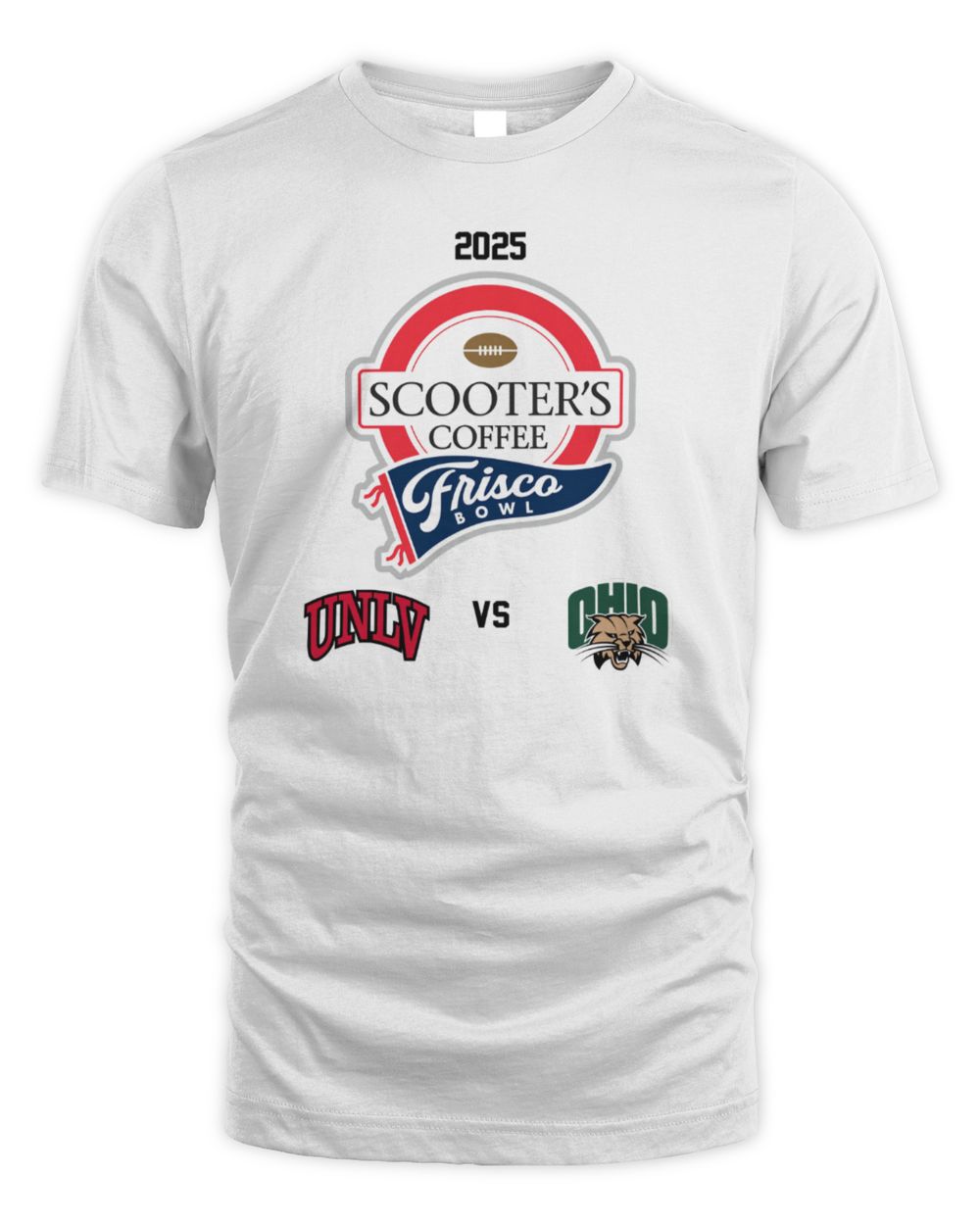 Official Unlv Rebels Vs. Ohio Bobcats 2025 Scooter’s Coffee Frisco Bowl Matchup T-Shirt
