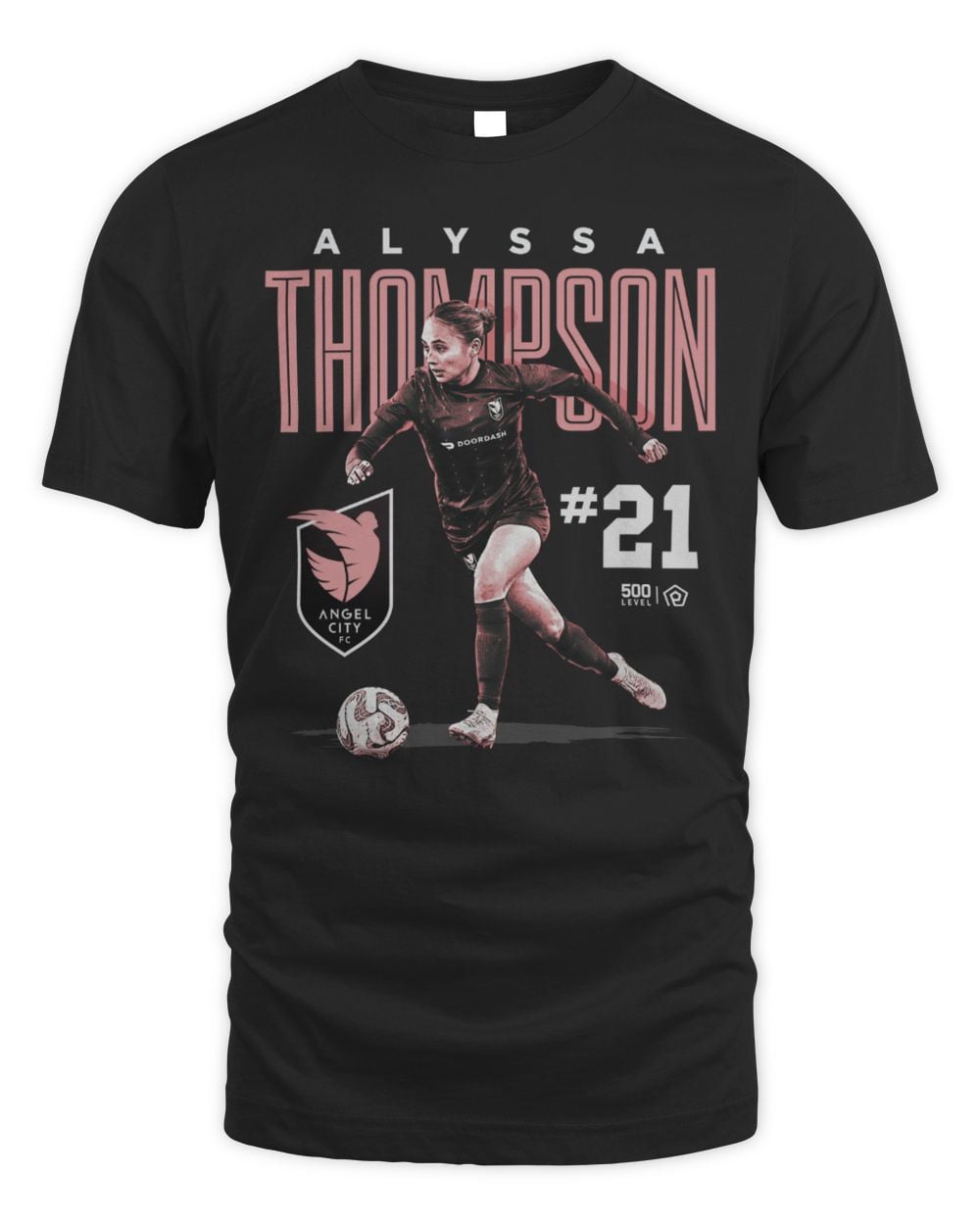 Men's 500 Level Alyssa Thompson Black Angel City FC Player Bitmap Graphic T-Shirt