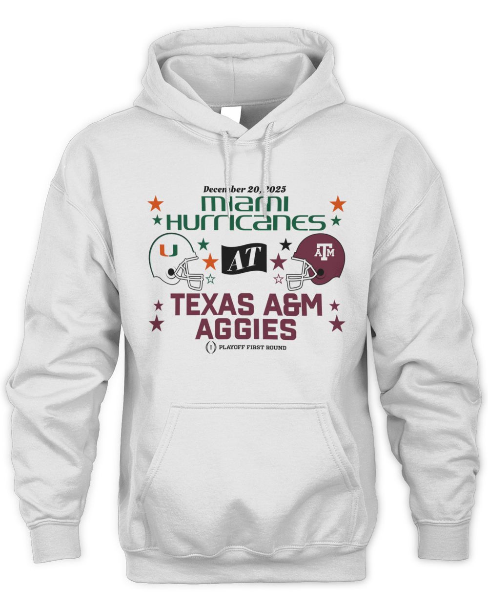 Texas A&M Aggies & Miami Hurricanes 2025 CFP First Round Matchup Hoodie Sweatshirt