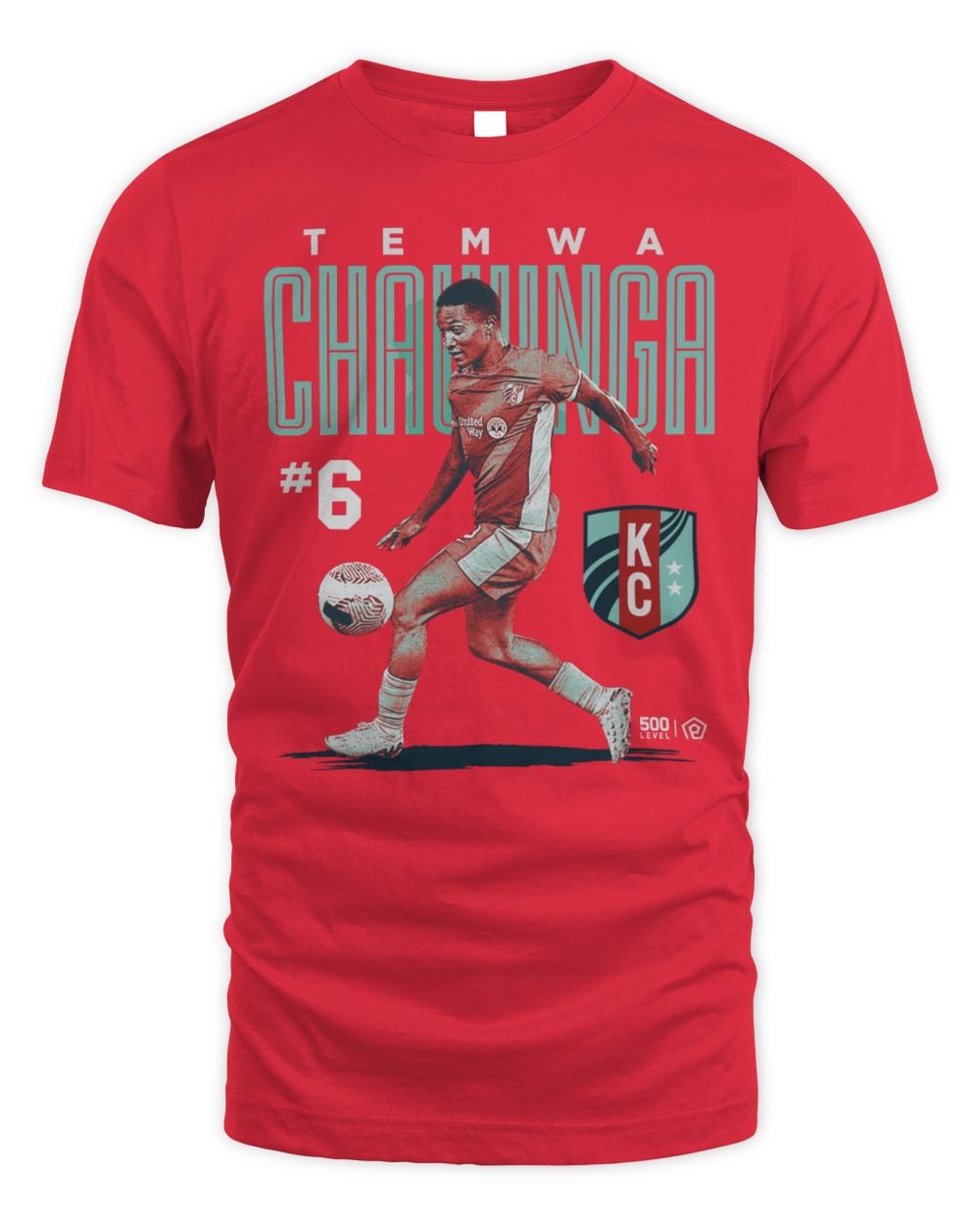 Men's 500 Level Temwa Chawinga Red Kansas City Current Player Bitmap Graphic T-Shirt