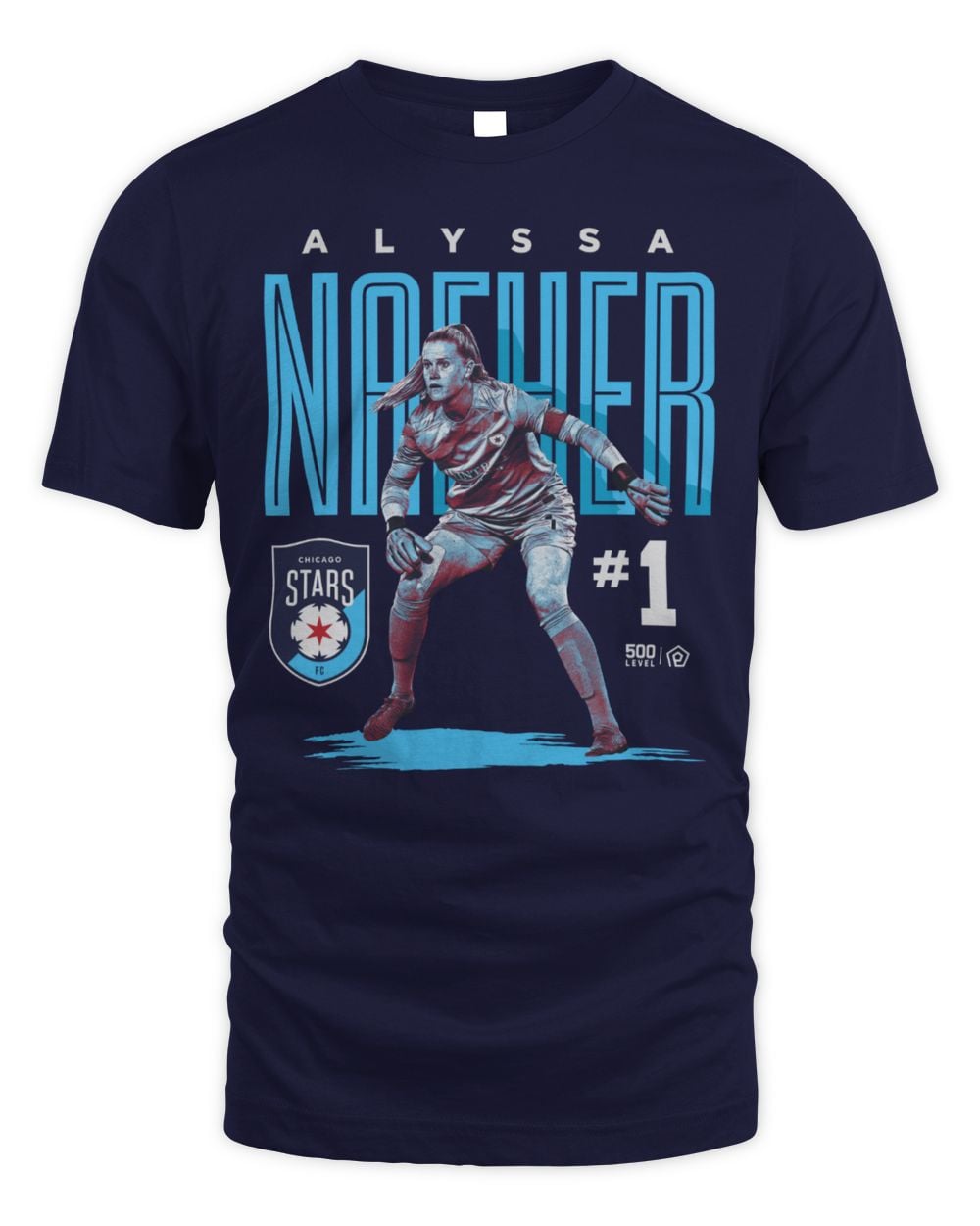 Men's 500 Level Alyssa Naeher Navy Chicago Stars FC Player Bitmap Graphic T-Shirt
