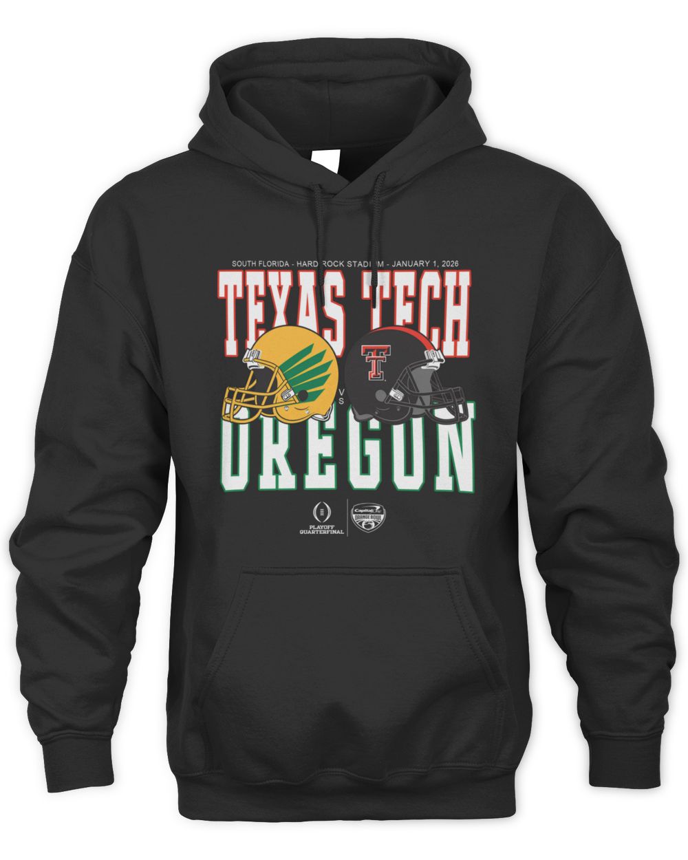 Capital One Orange Bowl 2026 Oregon vs Texas Tech Helmet Matchup Hoodie Sweatshirt