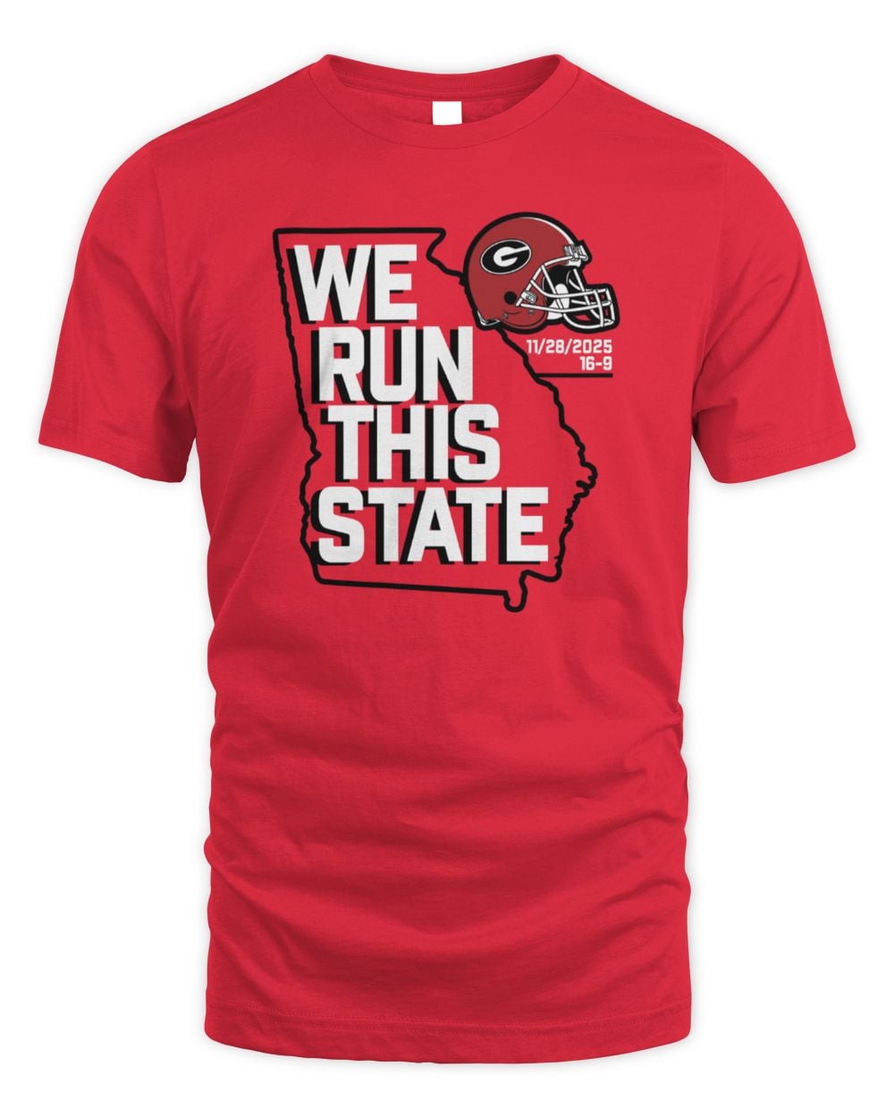 Georgia Bulldogs Football We Run This State 2025 T-Shirt Red