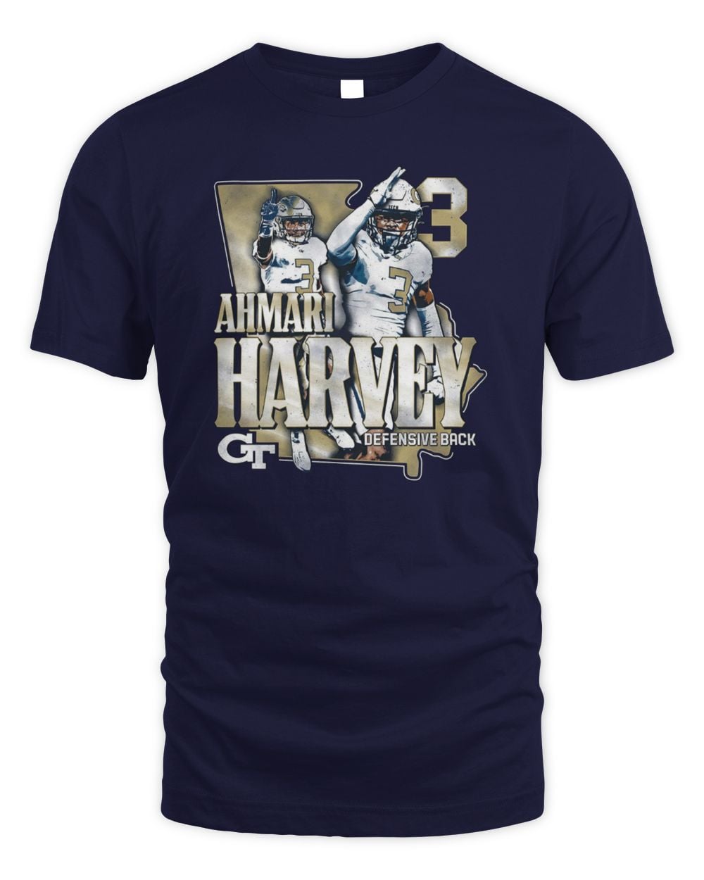 Georgia Tech Football Student Athlete NIL State #3 Ahmari Harvey T-Shirt