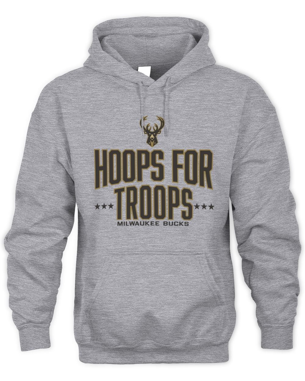 Men's Gray Milwaukee Bucks Hoops For Troops Hoodie Sweatshirt