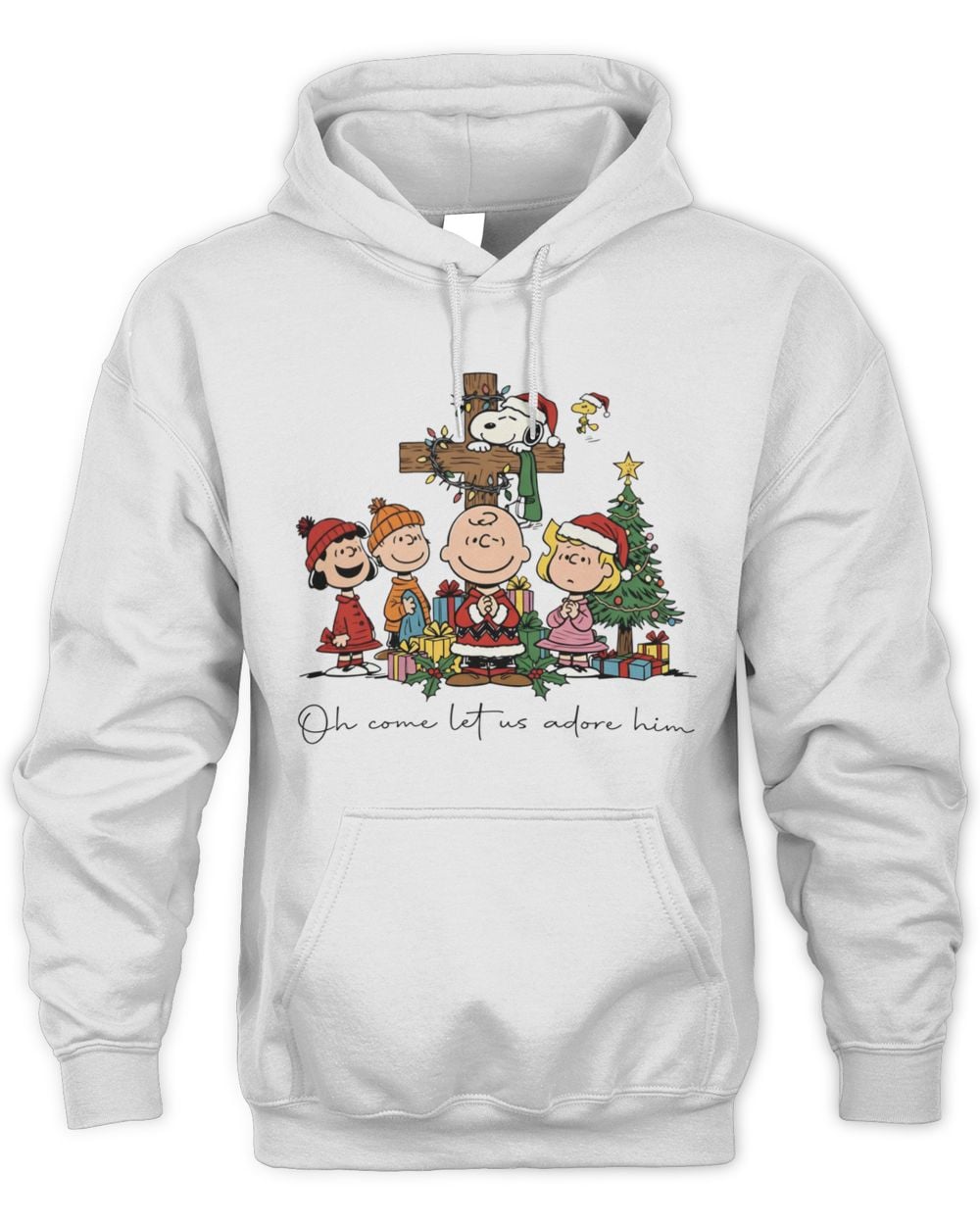 The Peanuts Christmas Christian Oh Come Let Us Adore Him Hoodie Sweatshirt