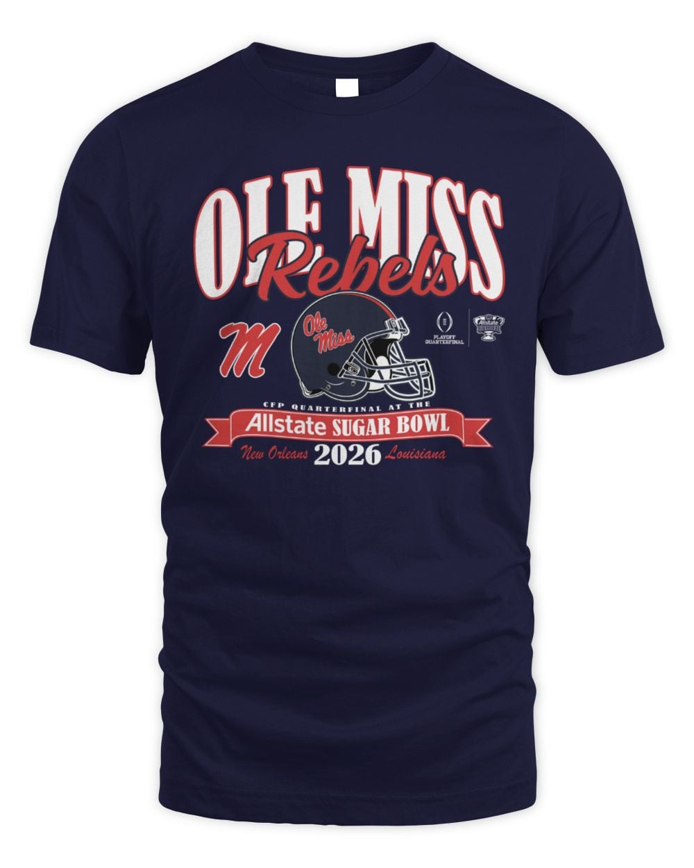 Blue 84 Navy Ole Miss Rebels College Football Playoff 2026 Sugar Bowl T-Shirt