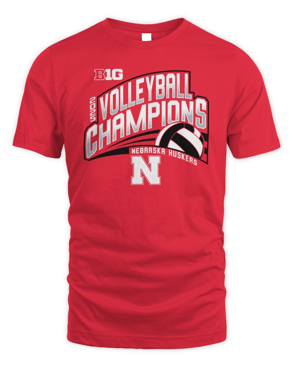 Blue 84 Scarlet Nebraska Huskers 2025 Big 10 Women's Volleyball Regular Season Champions Locker Room T-Shirt