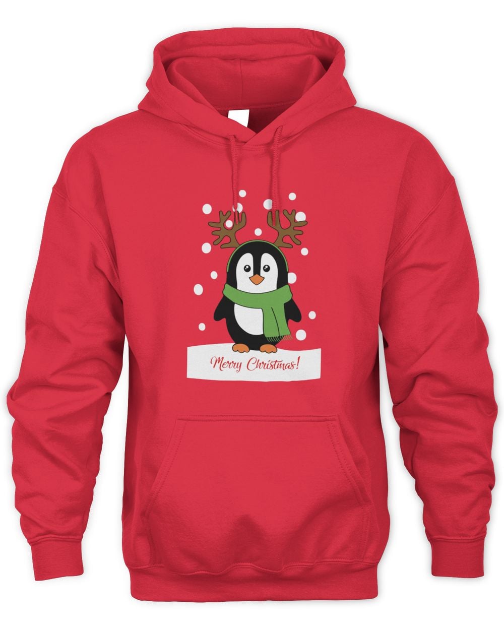 Penguin Unisex Red Christmas Hoodie Sweatshirt