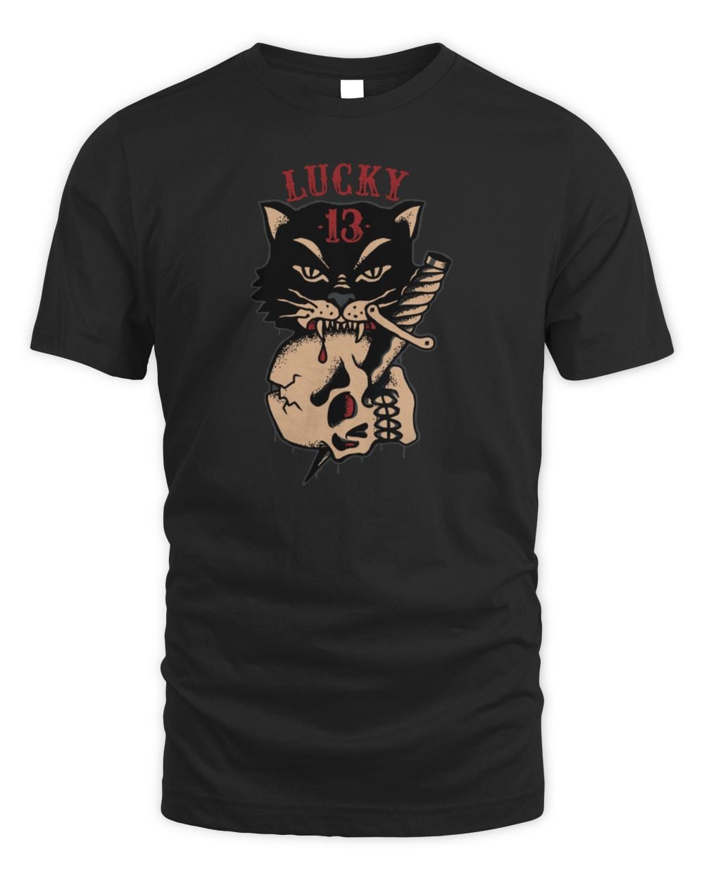 Lucky 13 Cat Skull T-Shirts