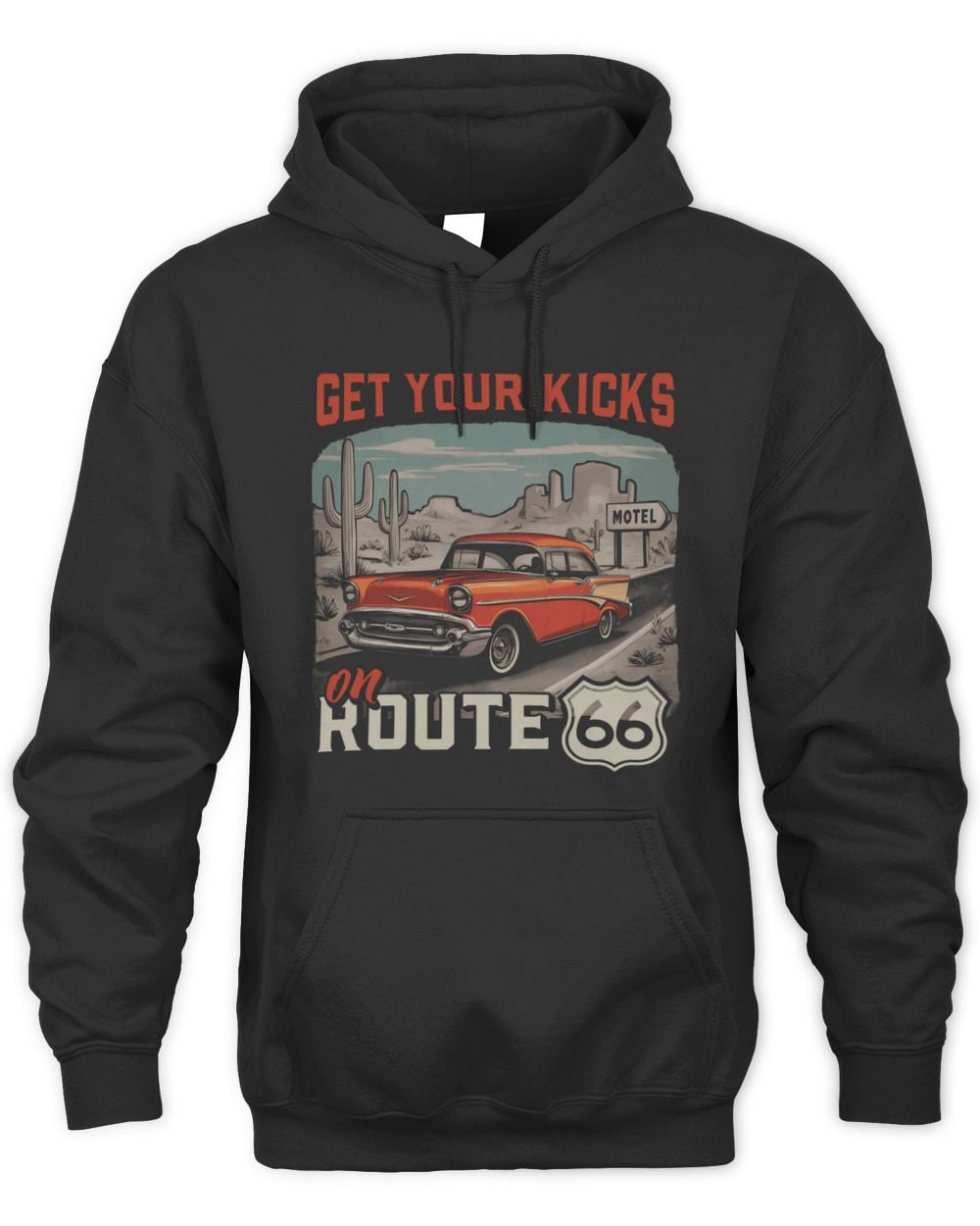 Get Your Kicks On Route 66 Billboard Hoodie Black