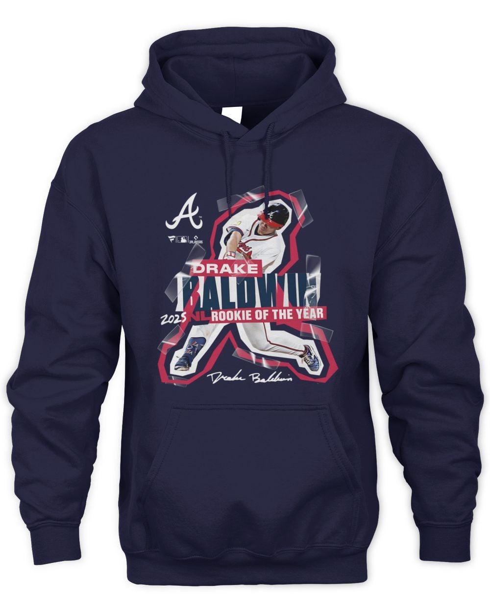 Men's Drake Baldwin Navy Atlanta Braves 2025 National League Rookie of the Year Hoodie Sweatshirt