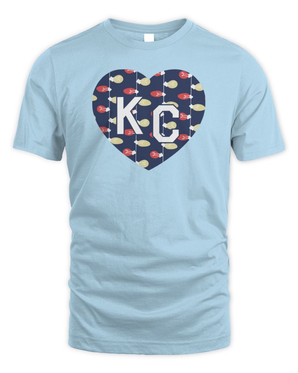 Charlie Hustle Shop Plaza Lights 2025 KC Heart Lightbulb Blue Tee