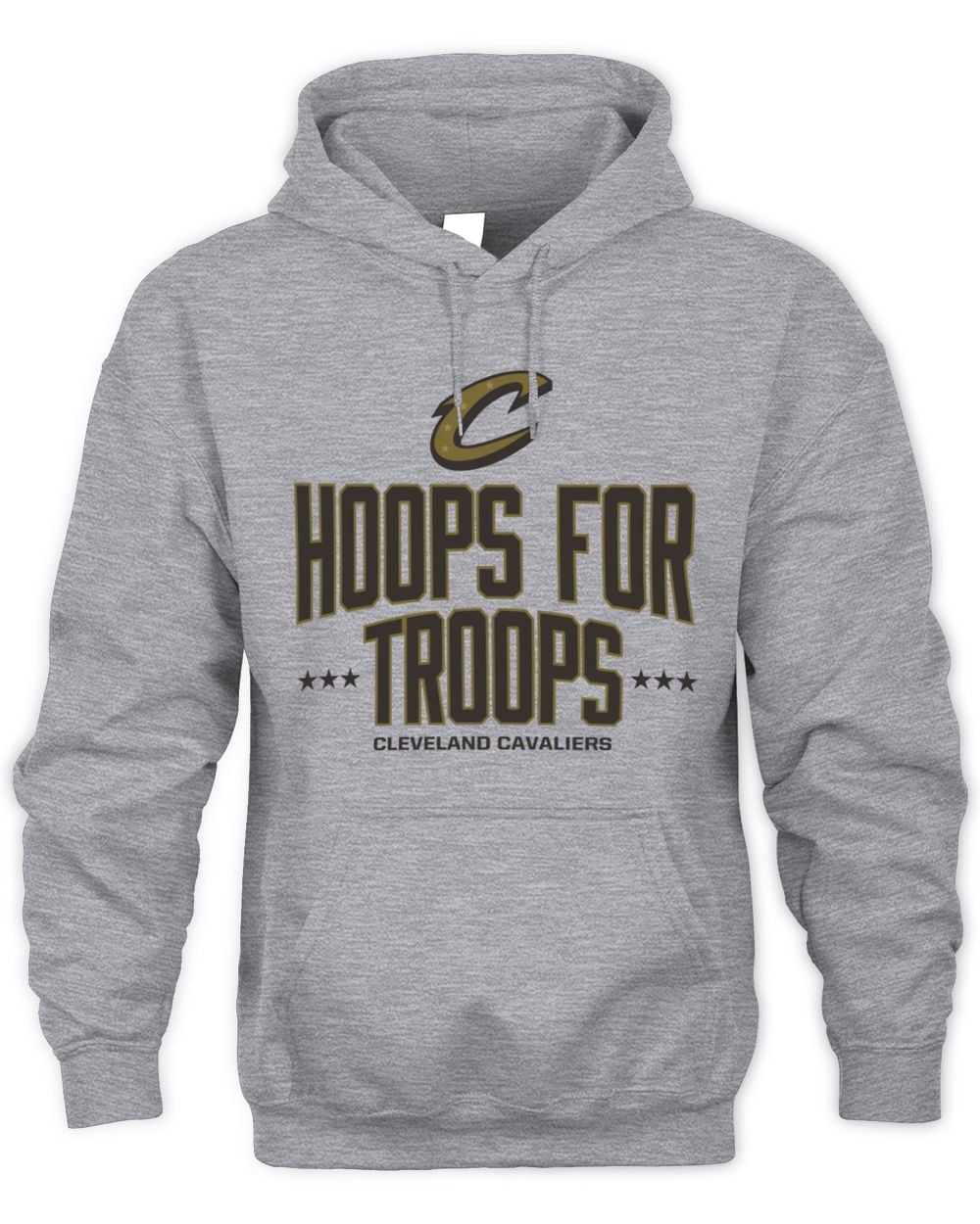 Men's Gray Cleveland Cavaliers Hoops For Troops Hoodie Sweatshirt