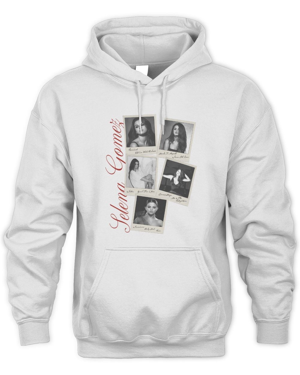 Selena Gomez Merch Revival Polaroid White Hoodie