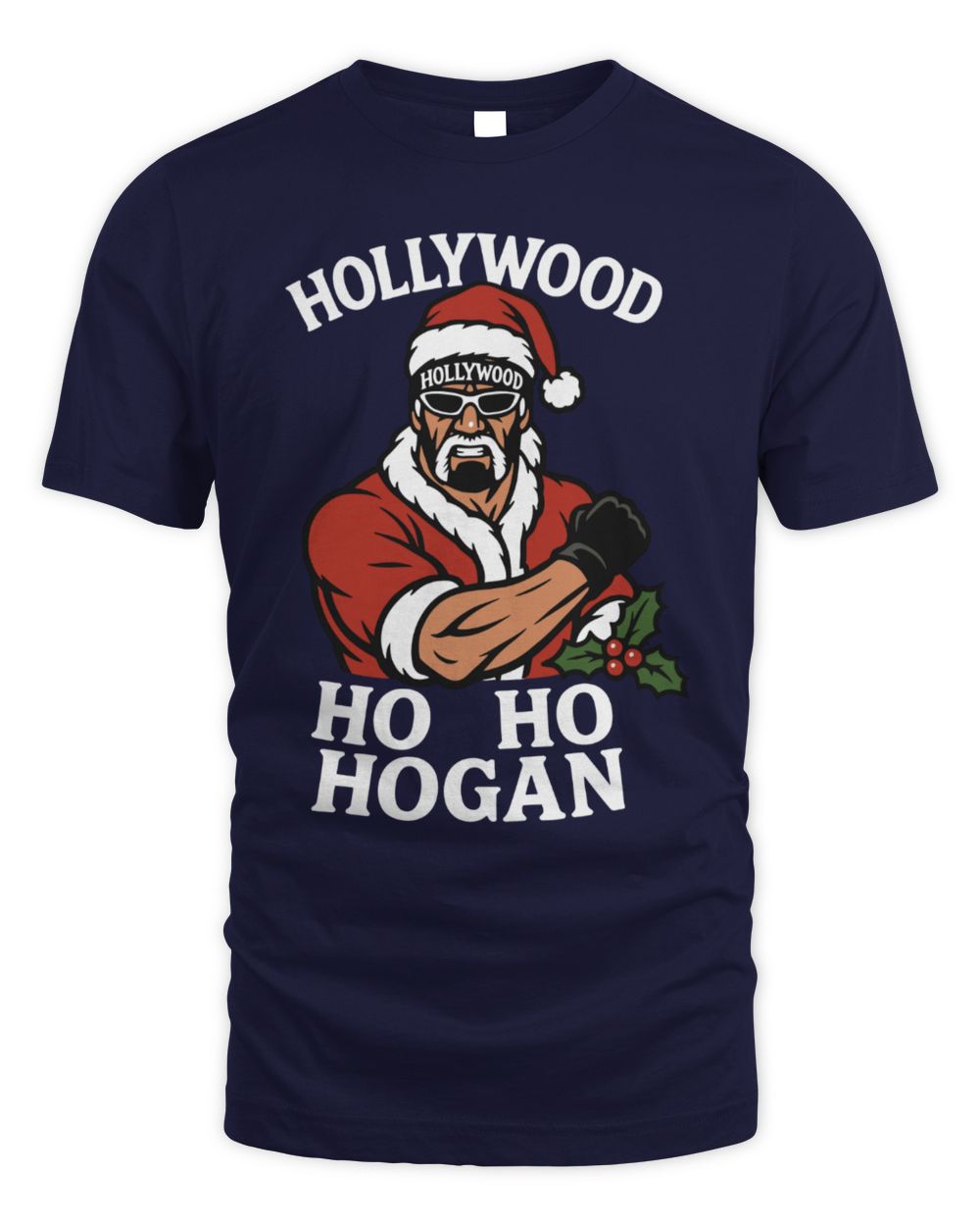Hollywood Ho Ho Hogan Christmas T Shirt Navy