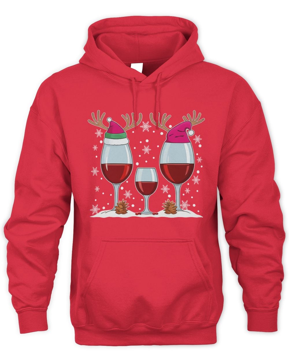 Christmas Wine Glasses Christmas Red Hoodie