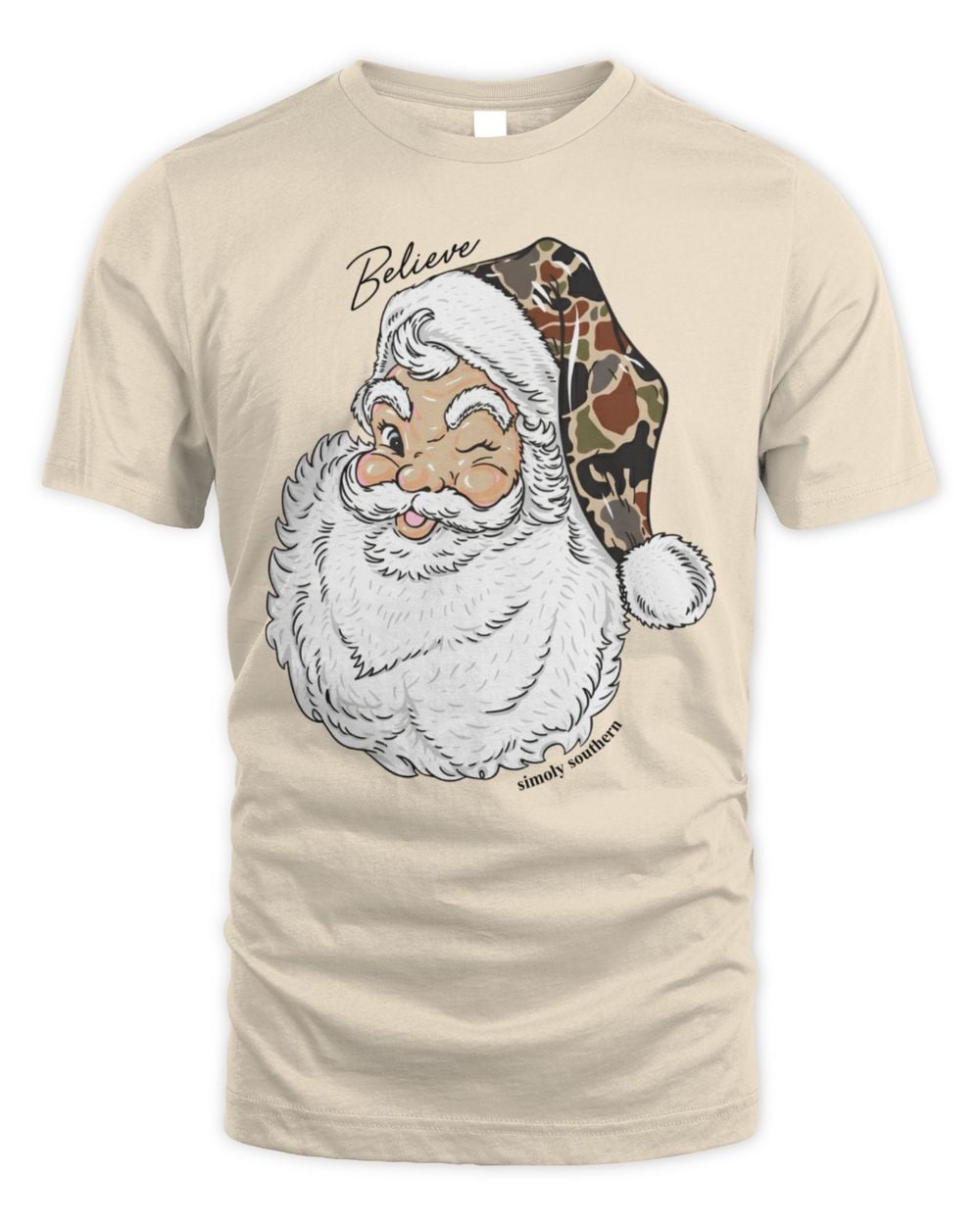 Santa With Camo Hat Short Sleeve T-Shirt