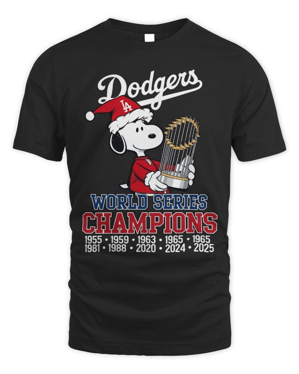 Snoopy Santa X Los Angeles Dodgers World Series Champions Trophy 2025 Shirt