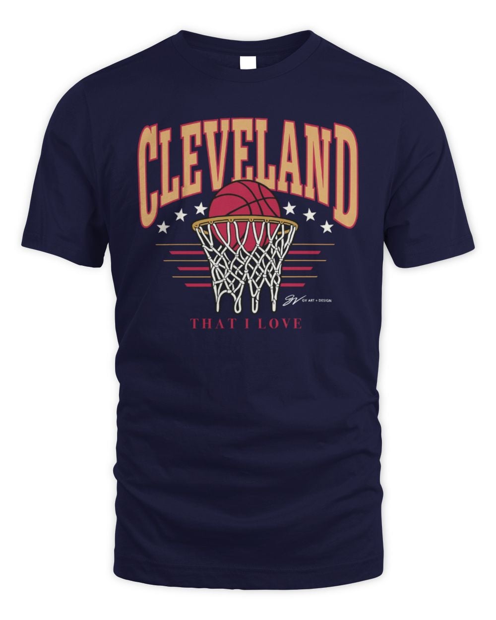GV Art and Design Navy Cleveland Net Skyline Tee Shirt