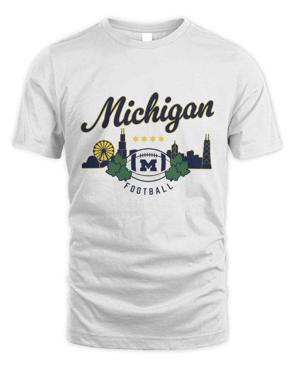 Michigan Wolverines Football Chicago Skyline Tee Shirt