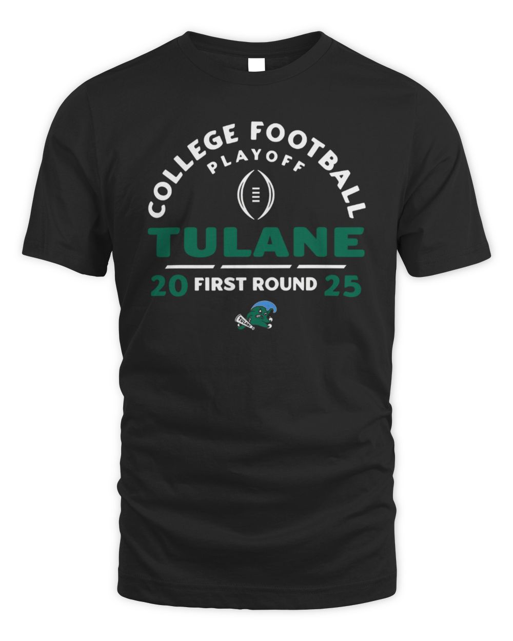 College Football Playoff 2025 First Round Tulane Green Wave Black Tee