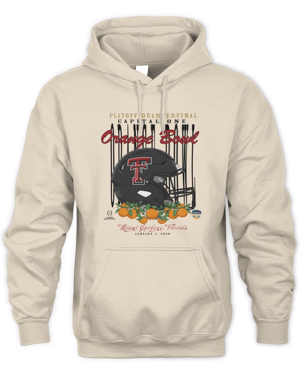 Texas Tech Red Raiders Mens Ivory 2026 Orange Bowl Hoodie Sweatshirt