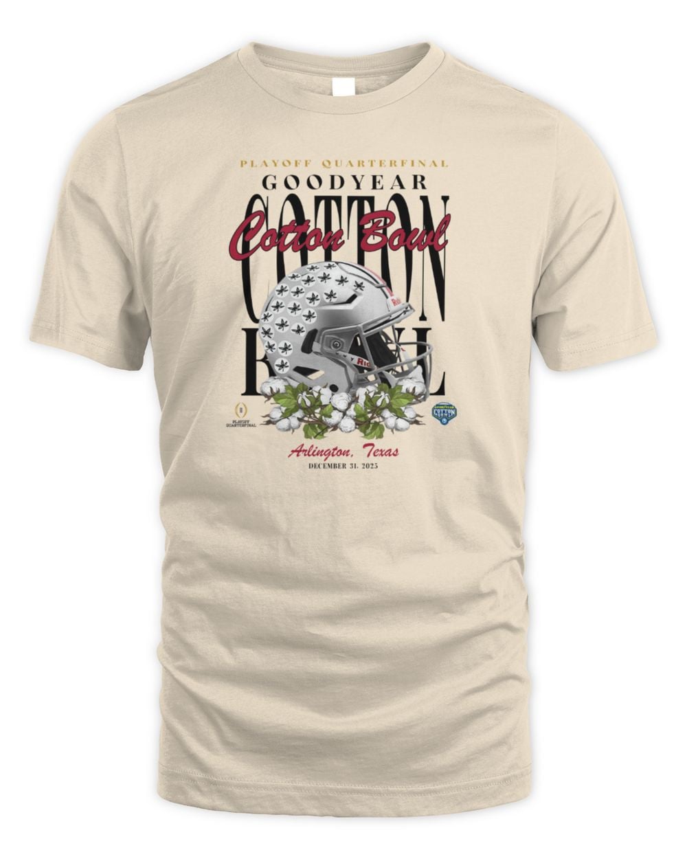 Ohio State Buckeyes Ivory 2025 Cotton Bowl Short Sleeve T Shirt