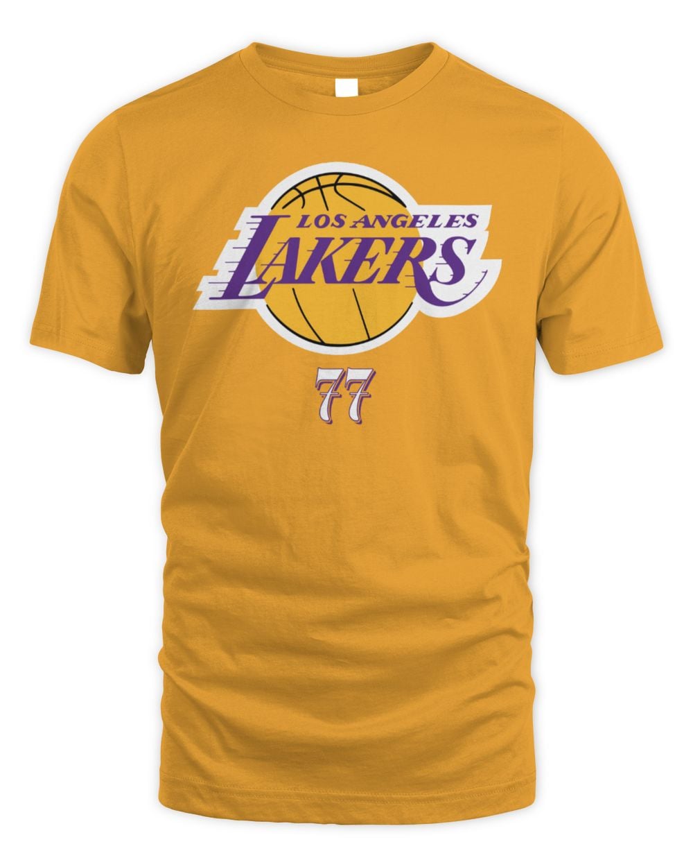 Men's Fanatics Luka Dončić Gold Los Angeles Lakers In The Paint Name & Number T-Shirt