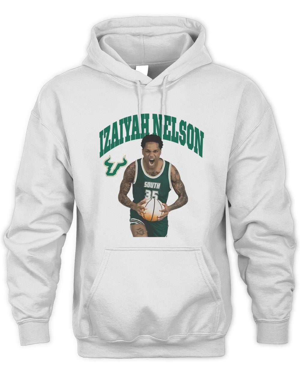 Izaiyah Nelson South Florida White Portrait Hoodie Sweatshirt
