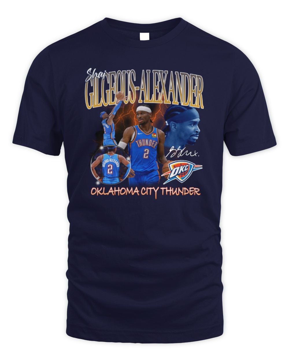 Men's Shai Gilgeous-Alexander Navy Oklahoma City Thunder Player Collage T-Shirt