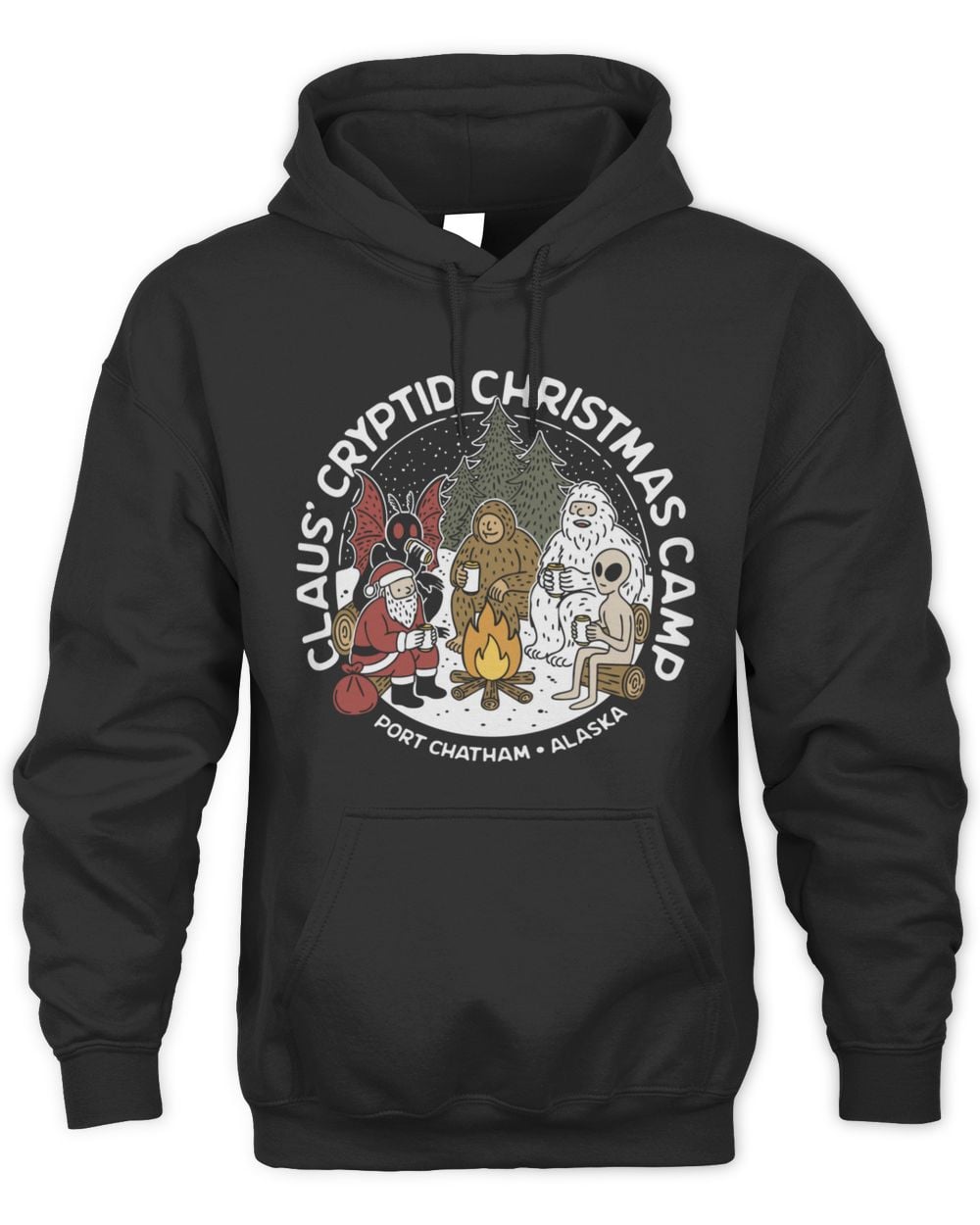 Let's Get This Thread Claus' Cryptid Christmas Camp Black Hoodie