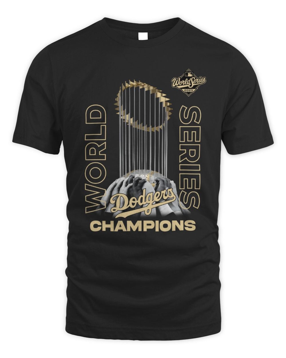 Men's Black Los Angeles Dodgers 2025 World Series Champions Raise The Trophy T-Shirt