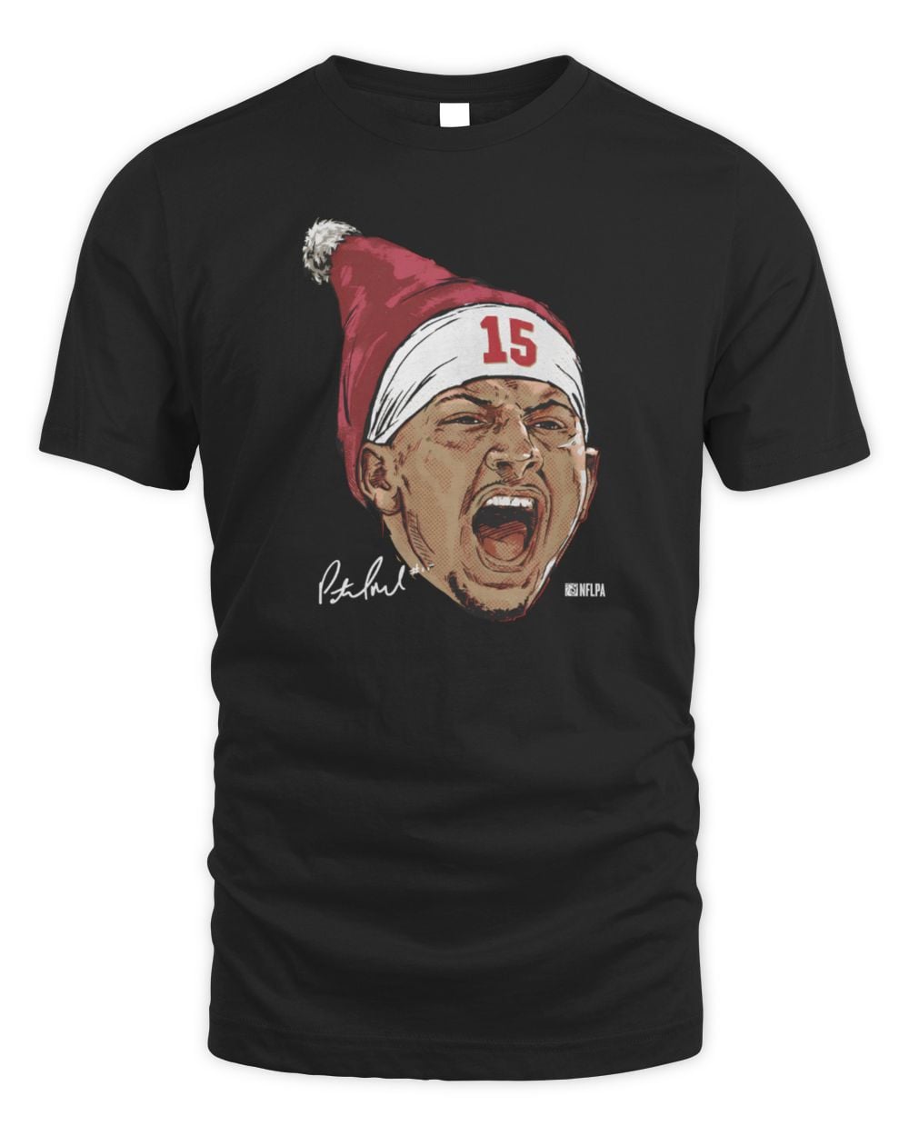Patrick Mahomes Kansas City Portrait Santa Hat Tee Shirt