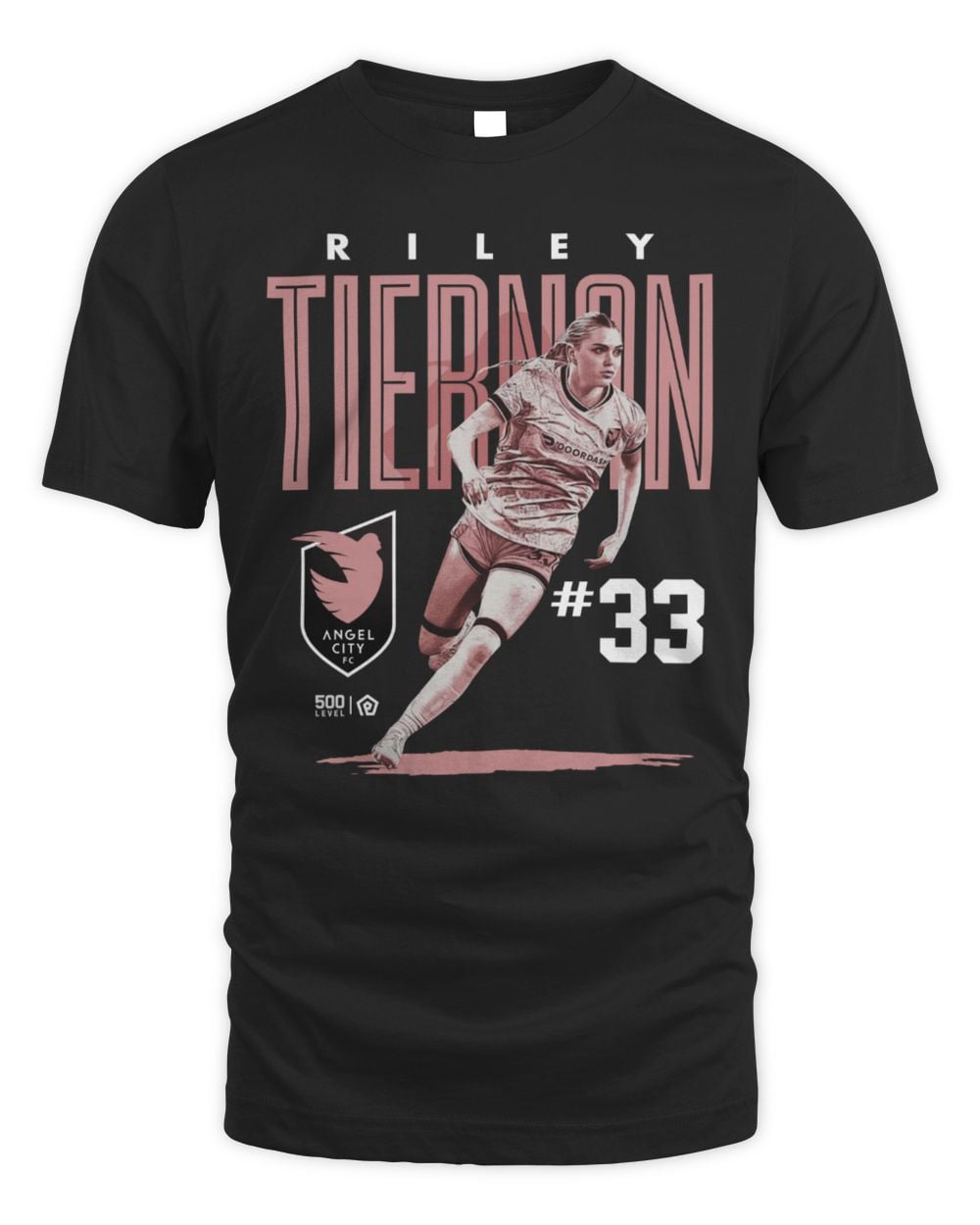 Men's 500 Level Riley Tiernan Black Angel City FC Player Bitmap Graphic T-Shirt