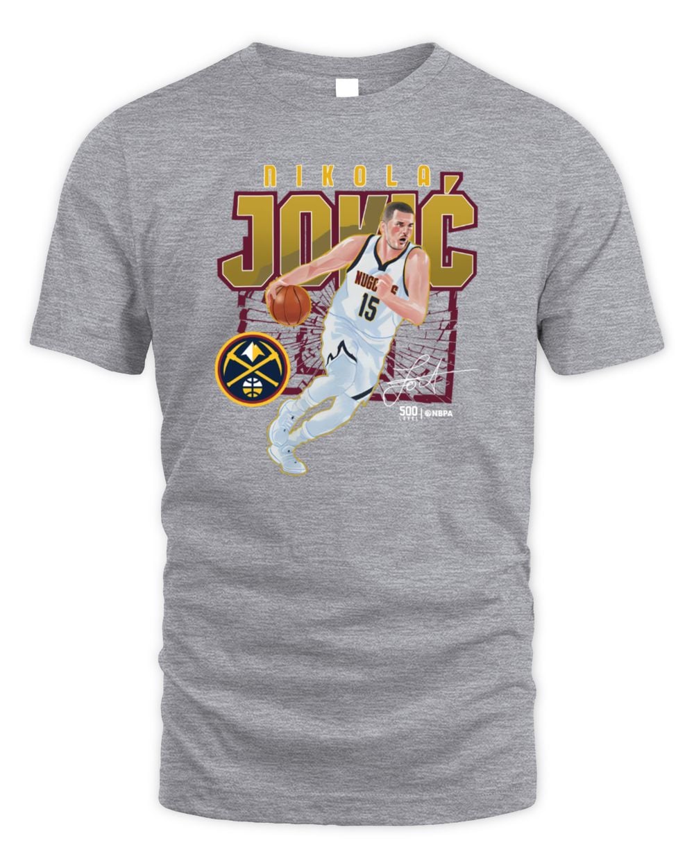 Nikola Jokic Denver Nuggets Shattered Tee Shirt