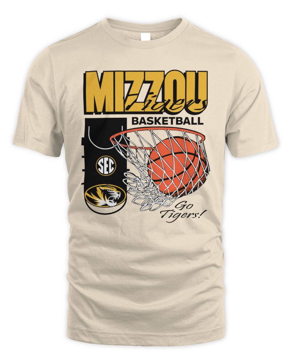 Mizzou Tigers Oval Tiger Head SEC Basketball Hoop Swoosh T-Shirt