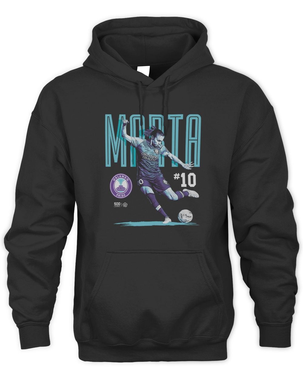 Men's 500 Level Marta Vieira da Silva Black Orlando Pride Player Bitmap Graphic Hoodie Sweatshirt