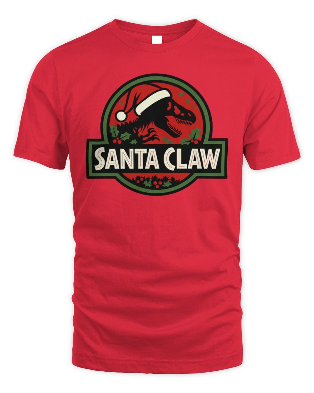 Santa Claw Jurassic Park Christmas T Shirt Red