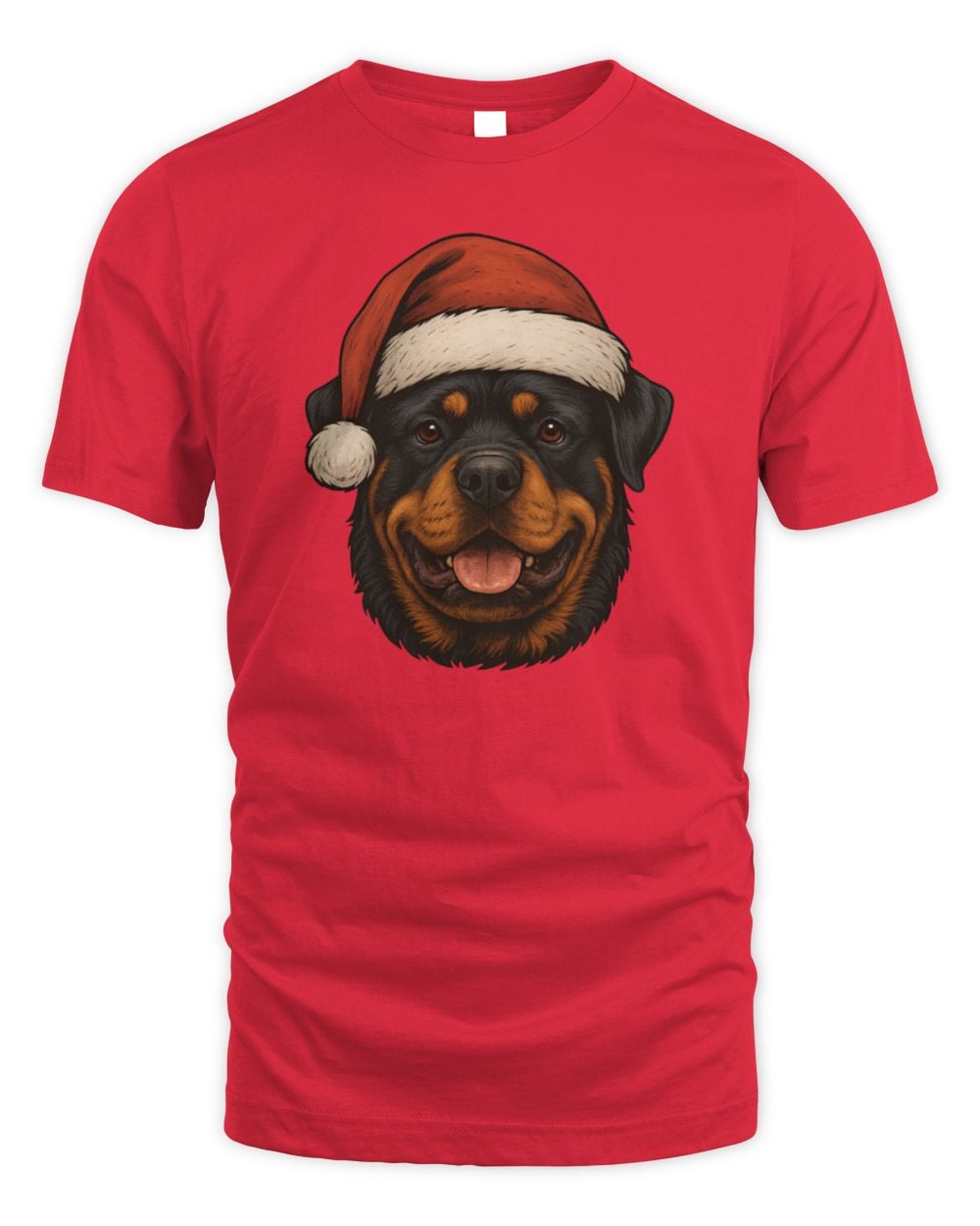 Rottweiler Face Christmas T Shirt Red