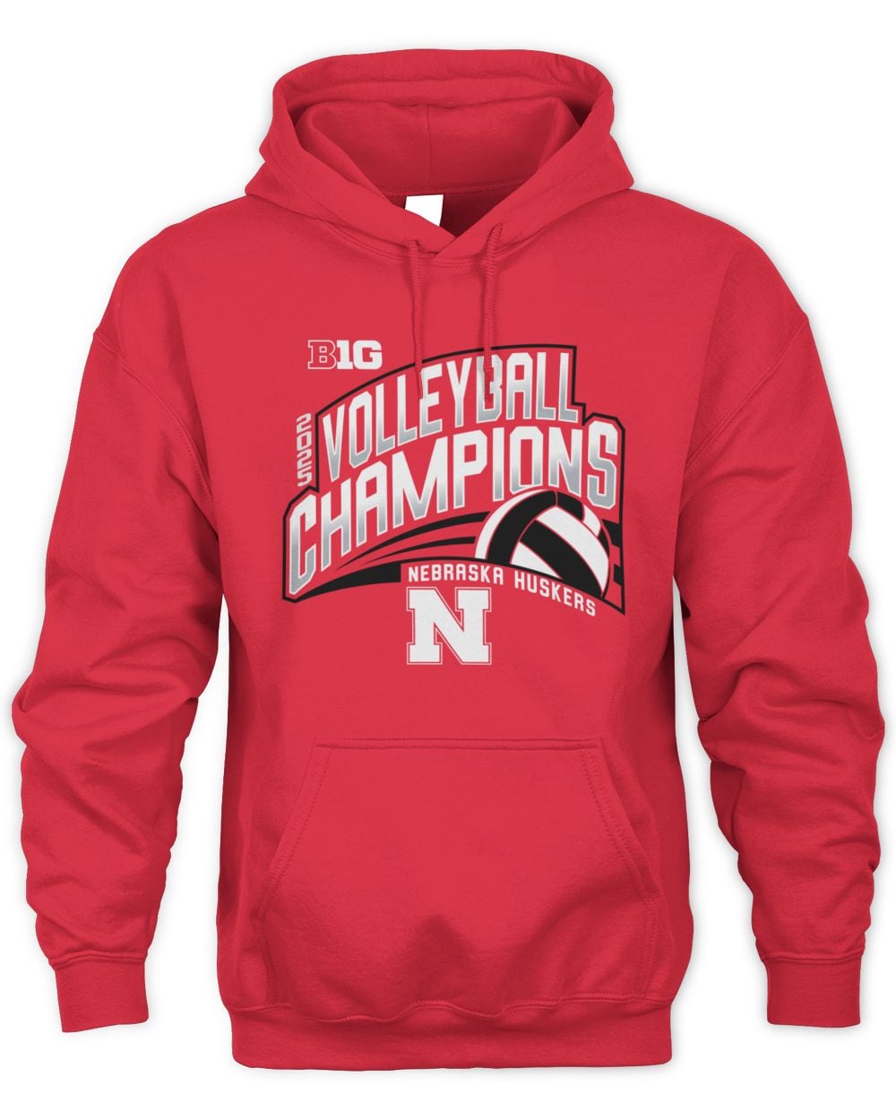 Blue 84 Scarlet Nebraska Huskers 2025 Big 10 Women's Volleyball Regular Season Champions Locker Room Hoodie Sweatshirt