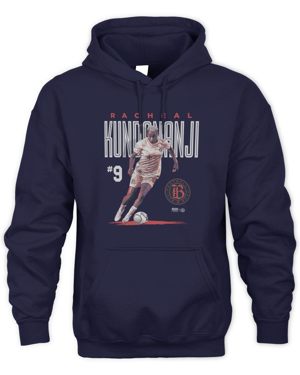 Men's 500 Level Racheal Kundananji Navy Bay FC Player Bitmap Graphic Hoodie Sweatshirt