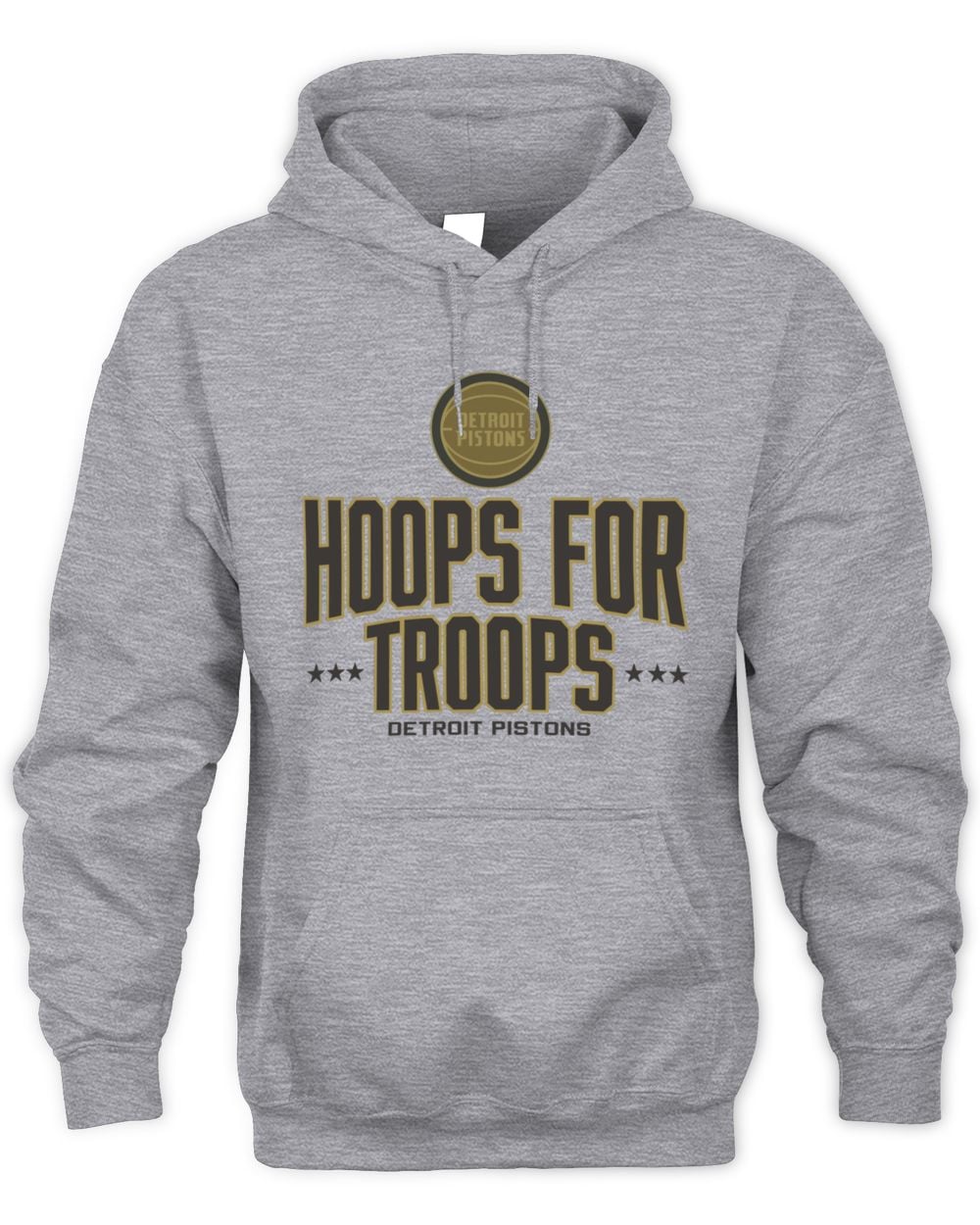 Men's Gray Detroit Pistons Hoops For Troops Official Hoodie Sweatshirt