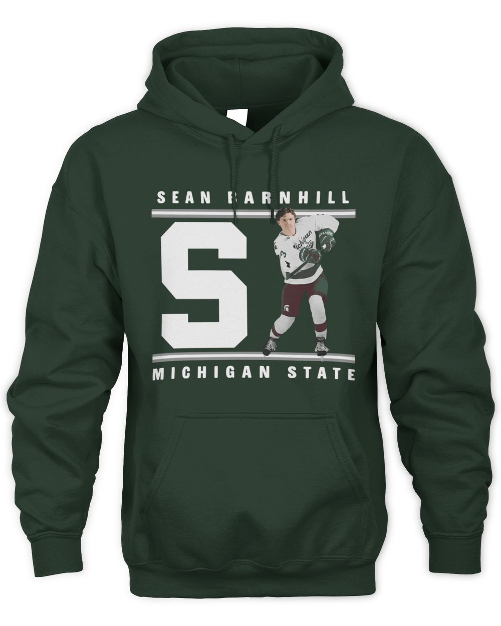 Sean Barnhill Michigan State Forest Green Letter Hoodie Sweatshirt