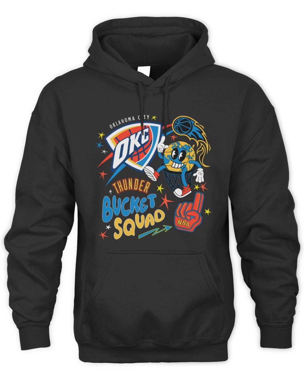 NBA X BKTSQD Oklahoma City Thunder Buckie Black Hoodie Sweatshirt