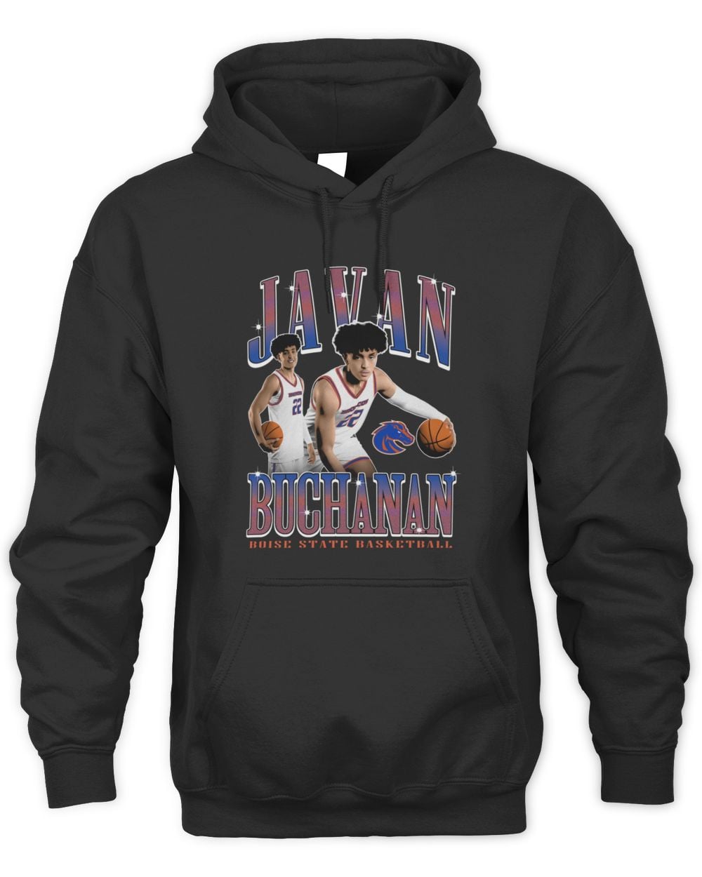 Javan Buchanan Boise State Black Retro 90s Hoodie Sweatshirt